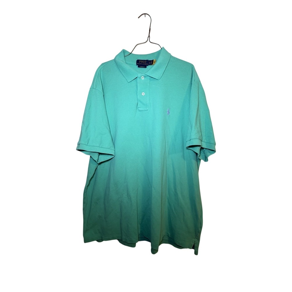 POLO RALPH LAUREN 2XL Men's Short Sleeve Shirt knit lt green Turquoise euc